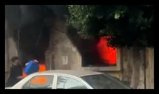 بالفيديو – حريق في طريق الجديدة